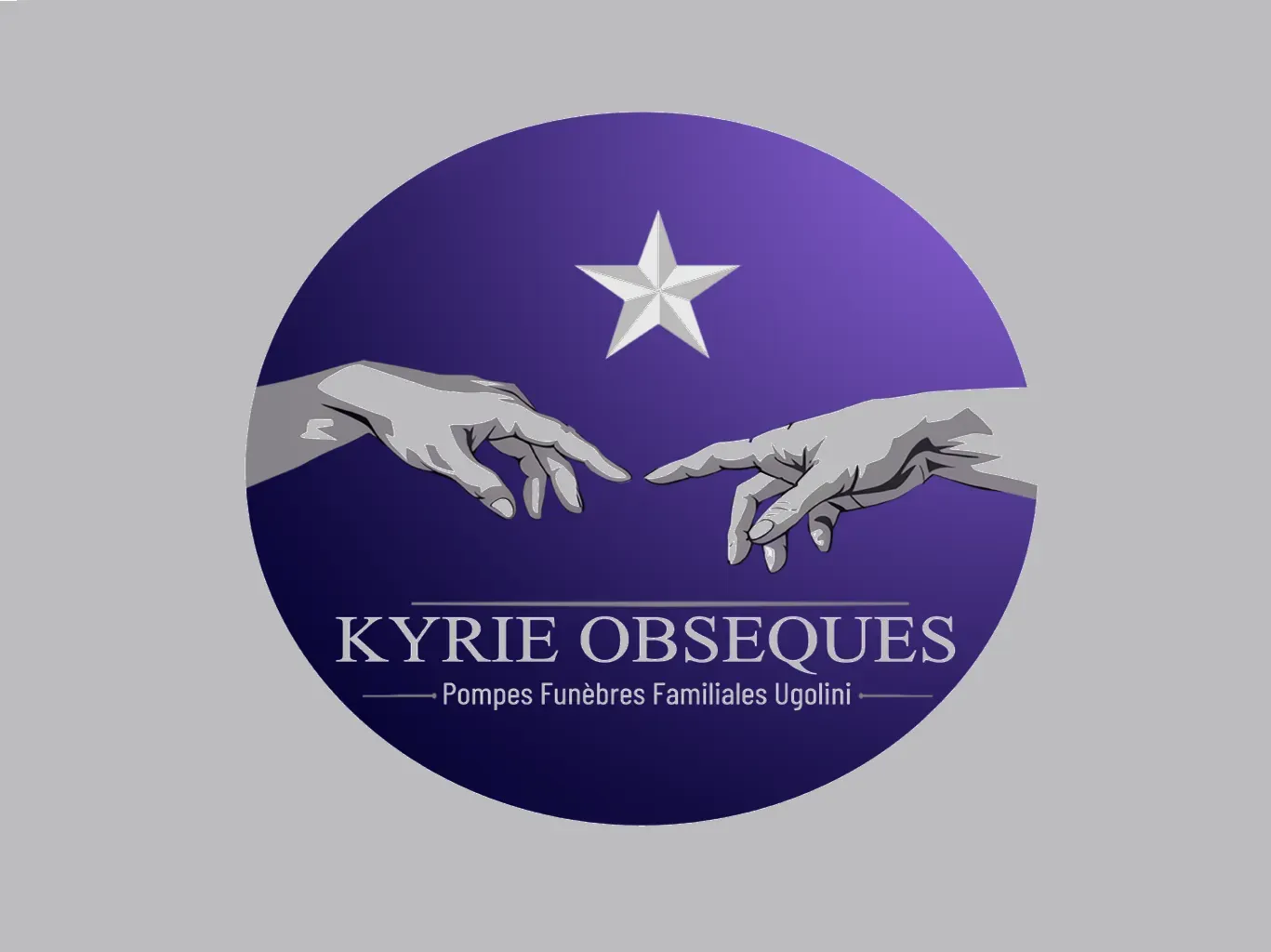 Logo circulaire violet de Kyrie Obsèques Pompes Funèbres Familiales Ugolini